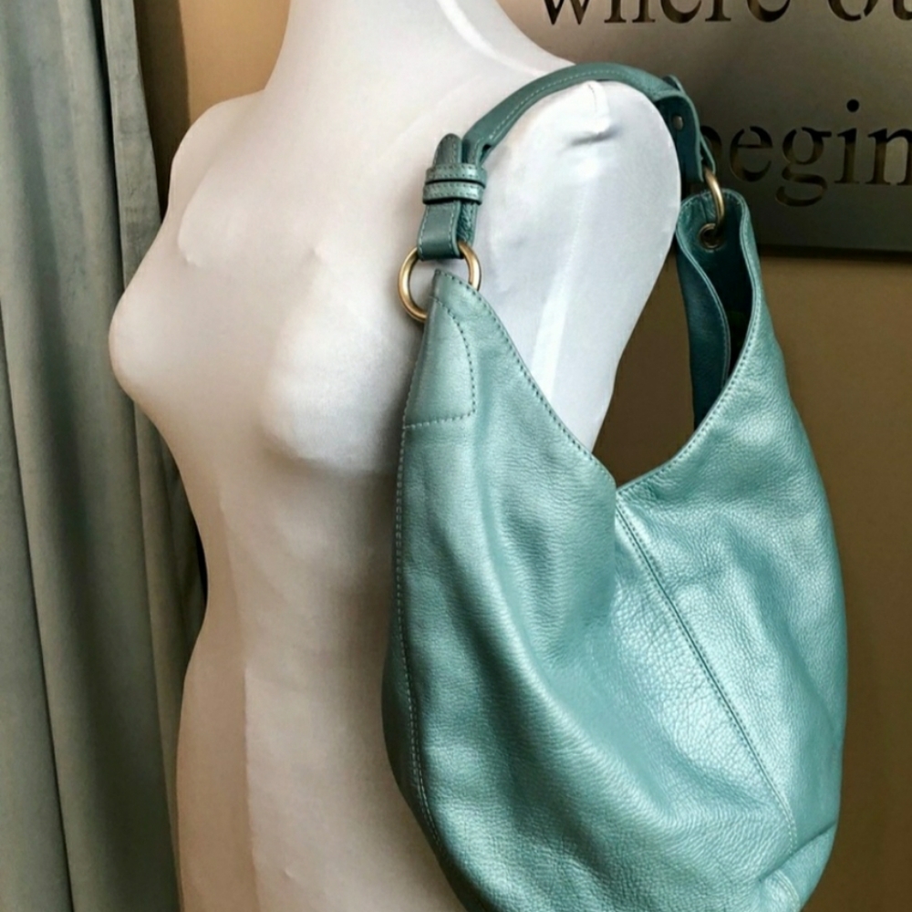 Blue metallic HOBO leather purse